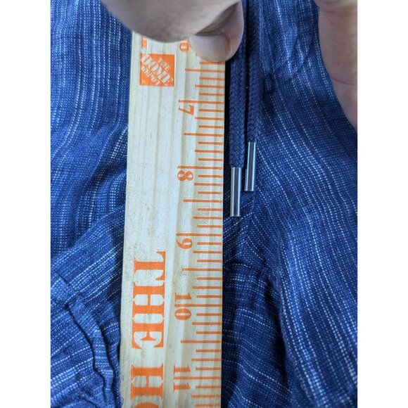 Athleta Womens 2 Striped Cabo Blue Linen Shorts Elastic Waist Drawstring Running - Picture 5 of 9